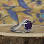 انگشتر آمیتیست الماس تراش نقره زنانه طرح پروانه - Image 2