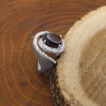 انگشتر عقیق باباقوری نقره زنانه طرح گلنوش - Image 3