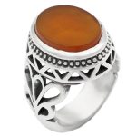 انگشتر عقیق سرخ یمنی نقره مردانه طرح سرحان