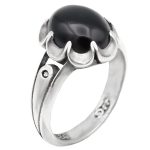 انگشتر عقیق مشکی نقره مردانه طرح سخنور