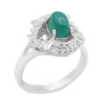 انگشتر عقیق سبز نقره زنانه طرح ترانه