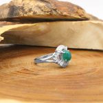 انگشتر عقیق سبز نقره زنانه طرح ترانه - Image 3