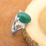 انگشتر عقیق سبز نقره زنانه طرح حیات - Image 3
