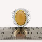 انگشتر عقیق سرخ یمنی نقره دست ساز مردانه طرح دور طلایی داریوش - Image 5