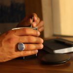 انگشتر عقیق کبود یمنی نقره مردانه طرح شبیب - Image 3