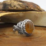 انگشتر عقیق سرخ یمنی نقره دست ساز مردانه طرح کسری - Image 2