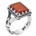 انگشتر عقیق سرخ نقره مردانه طرح رهبری