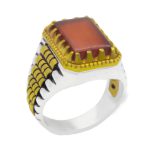 انگشتر عقیق سرخ نقره مردانه طرح رولکسی یونا