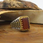 انگشتر عقیق سرخ نقره مردانه طرح رولکسی یونا - Image 2