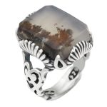 انگشتر عقیق شجر نقره مردانه طرح صدرالدین