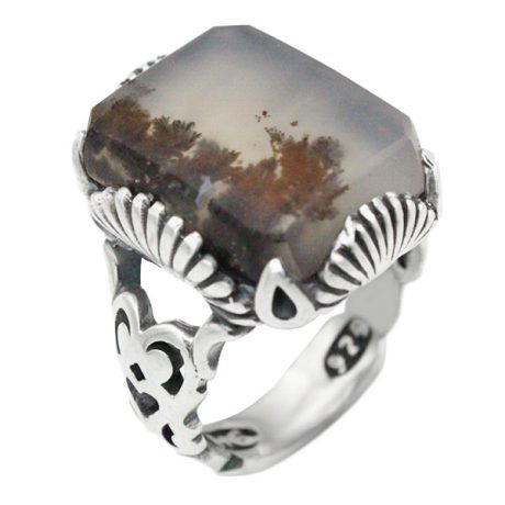 انگشتر عقیق شجر نقره مردانه طرح صدرالدین