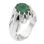 انگشتر زمرد زامبیا الماس تراش نقره مردانه طرح آرارات