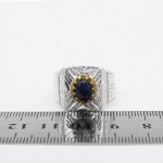 انگشتر یاقوت کبود الماس تراش نقره مردانه دست ساز طرح کاووس - Image 5