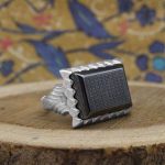 انگشتر حدید صینی نقره مردانه طرح اسماء الله - Image 2