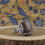 انگشتر عقیق شجر نقره مردانه طرح صدرالدین - Image 2