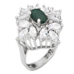 انگشتر زمرد الماس تراش نقره زنانه طرح انسیه