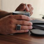 انگشتر حدید صینی نقره مردانه طرح اسماء الله - Image 4