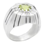 انگشتر زبرجد الماس تراش نقره مردانه دست ساز طرح سرمد + ۴ قطعه برلیان