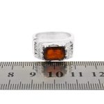 انگشتر گارنت الماس تراش نقره مردانه دست ساز طرح حاتم - Image 5