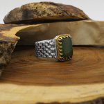 انگشتر یشم نقره مردانه طرح ماتیار - Image 2