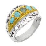 انگشتر چند سنگ نقره مردانه طرح حنیف