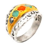 انگشتر چند سنگ نقره مردانه طرح هانی