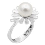 حلقه تک نگین نقره زنانه طرح بابونه