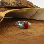 انگشتر چند سنگ نقره زنانه طرح کمند - Image 2