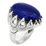 انگشتر لاجورد نقره مردانه طرح اشکبوس