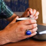 انگشتر لاجورد نقره مردانه طرح اشکبوس - Image 3