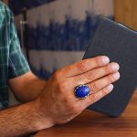 انگشتر لاجورد نقره مردانه طرح اشکبوس - Image 4