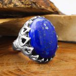 انگشتر لاجورد نقره مردانه طرح اشکبوس - Image 2