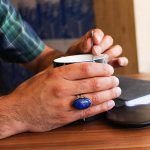 انگشتر لاجورد نقره مردانه طرح یزدان - Image 4