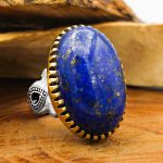 انگشتر لاجورد نقره مردانه طرح یزدان - Image 2