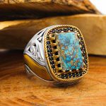 انگشتر فیروزه نیشابوری نقره مردانه طرح ربیع الانام - Image 2