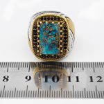 انگشتر فیروزه نیشابوری نقره مردانه طرح ربیع الانام - Image 5