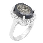 انگشتر عقیق مشکی نقره زنانه طرح ساناز + حرز امام جواد (ع) + آیت الکرسی