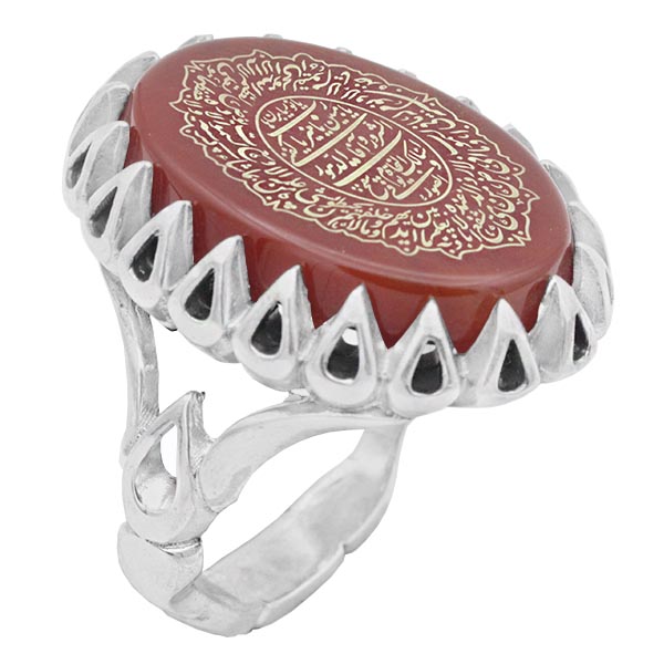 ۴-۱-۱۳۶۱ red-agate-esmaiil-ring(1) انگشتر حرز امام جواد (ع) عقیق سرخ مردانه نقره