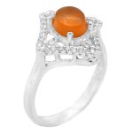 انگشتر عقیق سرخ یمنی نقره زنانه طرح عسل