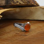 انگشتر عقیق سرخ یمنی نقره زنانه طرح ماهسان - Image 2