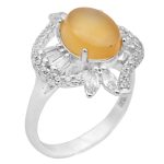 انگشتر عقیق سرخ یمنی نقره زنانه طرح فلور