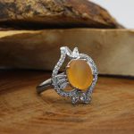 انگشتر عقیق سرخ یمنی نقره زنانه طرح فلور - Image 2