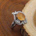 انگشتر عقیق سرخ یمنی نقره زنانه طرح فلور - Image 3