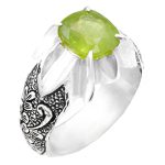 انگشتر زبرجد الماس تراش نقره مردانه دست ساز طرح کریم