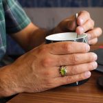 انگشتر زبرجد الماس تراش نقره مردانه دست ساز طرح کریم - Image 3