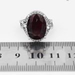 انگشتر گارنت نقره زنانه طرح نبات - Image 4