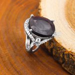 انگشتر گارنت نقره زنانه طرح نبات - Image 3