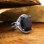 انگشتر گارنت نقره زنانه طرح نبات - Image 2