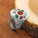 انگشتر چند سنگ نقره زنانه و مردانه دست ساز طرح همت + حرز امام جواد (ع) - Image 2