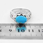 انگشتر فیروزه نیشابوری نقره مردانه دست ساز طرح منصور + ۱۶ قطعه یاقوت سرخ - Image 5